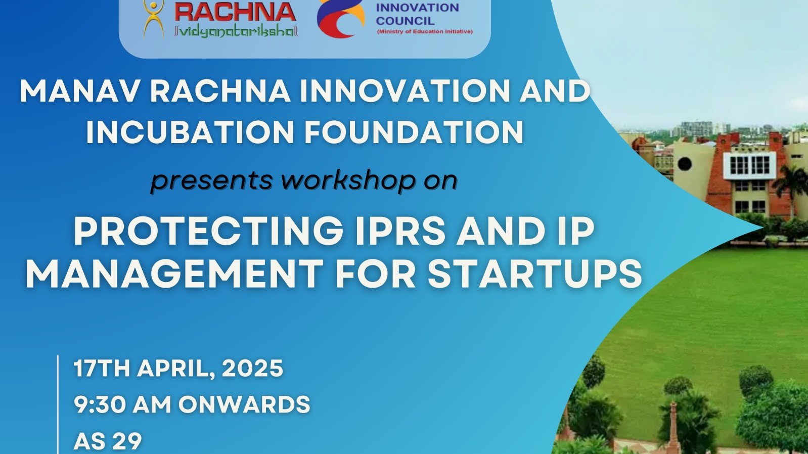 Workshop in Protecting IPRs and IP management for startups