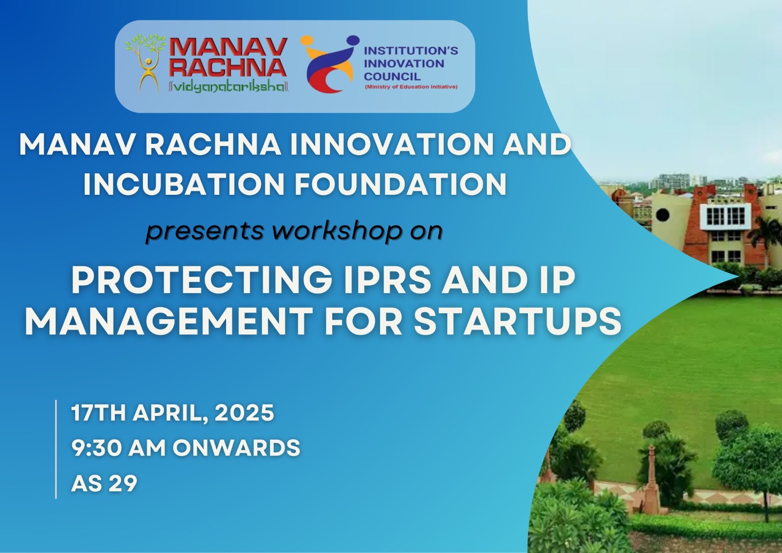 Workshop in Protecting IPRs and IP management for startups photo 1